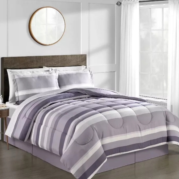 Fairfield Square Coll. Austin Reversible 6Pc Twin Comforter Set Lavender Stripe - Picture 2 of 9